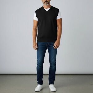Alan Flusser Black Men’s Merino Wool Sweater Vest NWT Size Medium